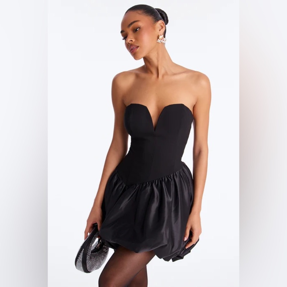 Fashion Nova Devyn Strapless Bubble Mini Dress - Black - Picture 2 of 3